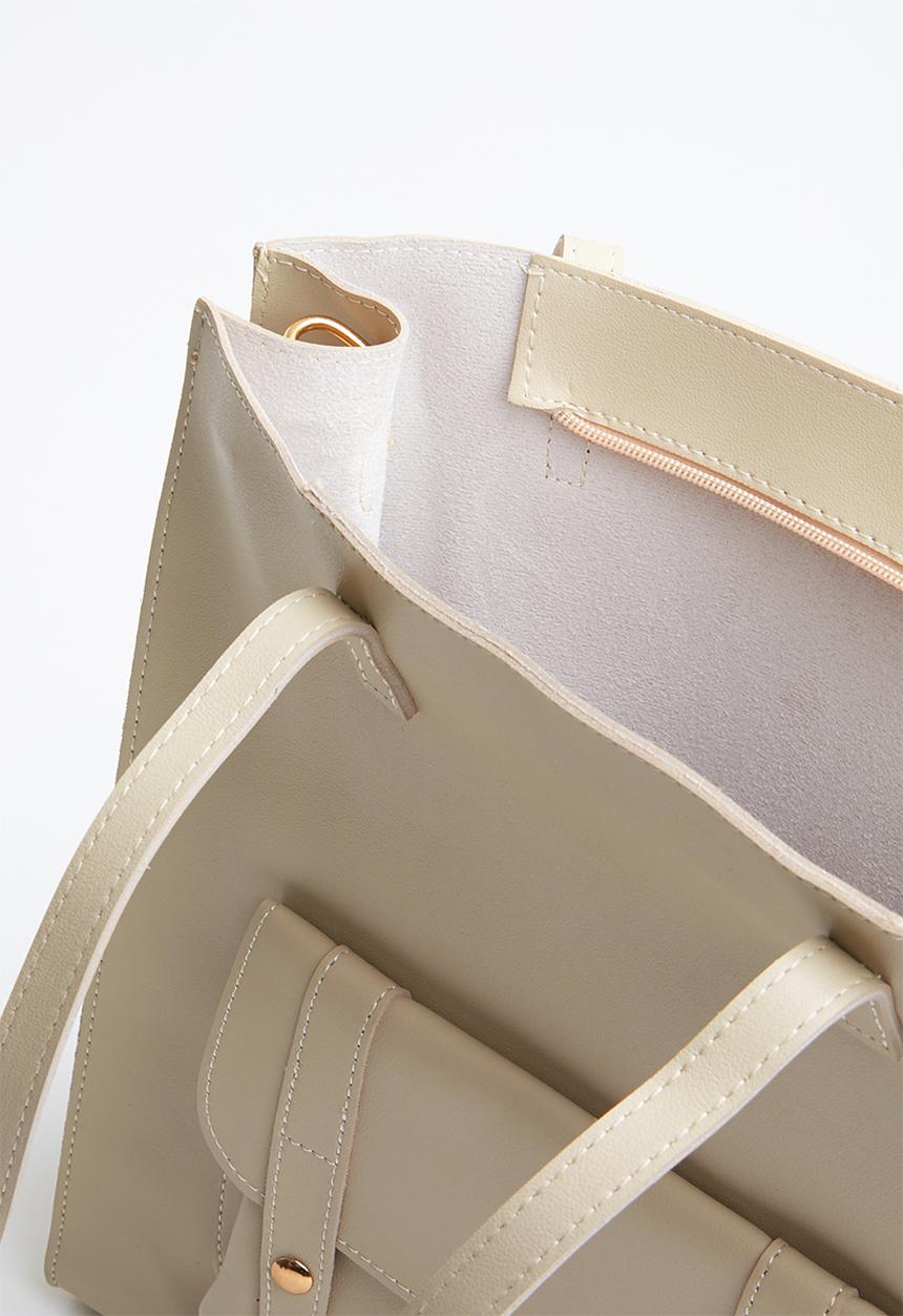 STYLE REPUBLIC - Leather-look shopper bag - cream
