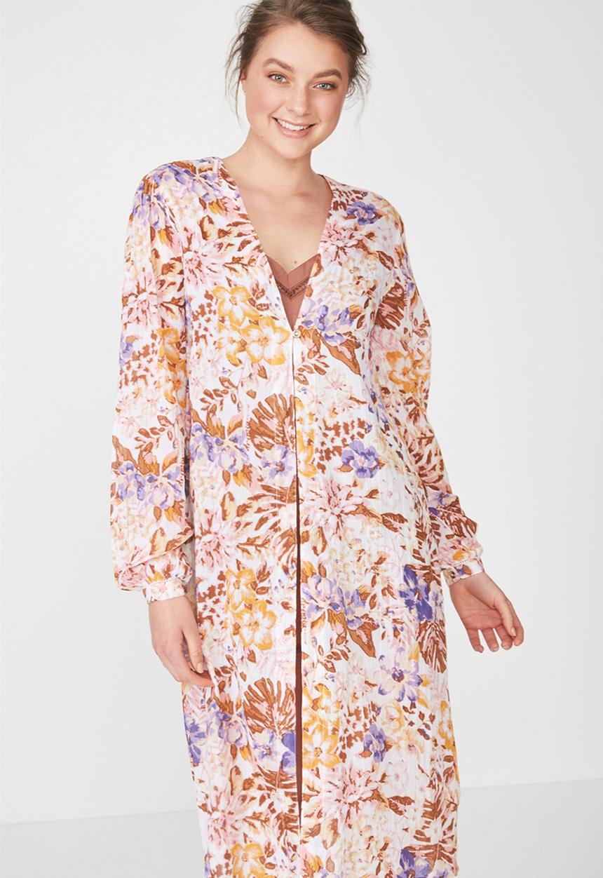 Cotton On - Woven textured robe - white