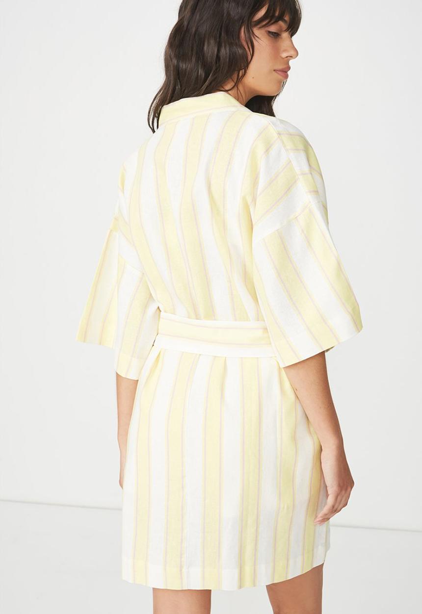Cotton On - Woven kimono stripe - yellow