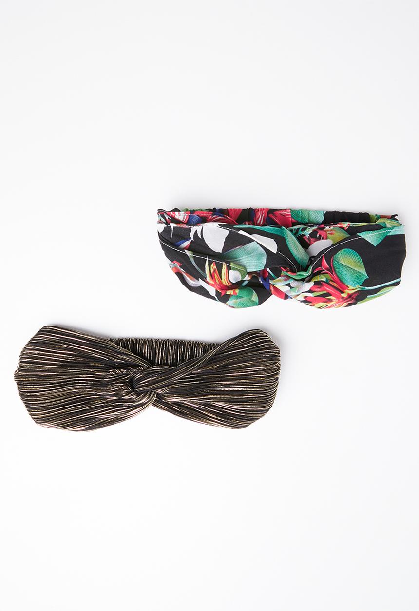 STYLE REPUBLIC - Tropical and plisse headband twinpack - multi