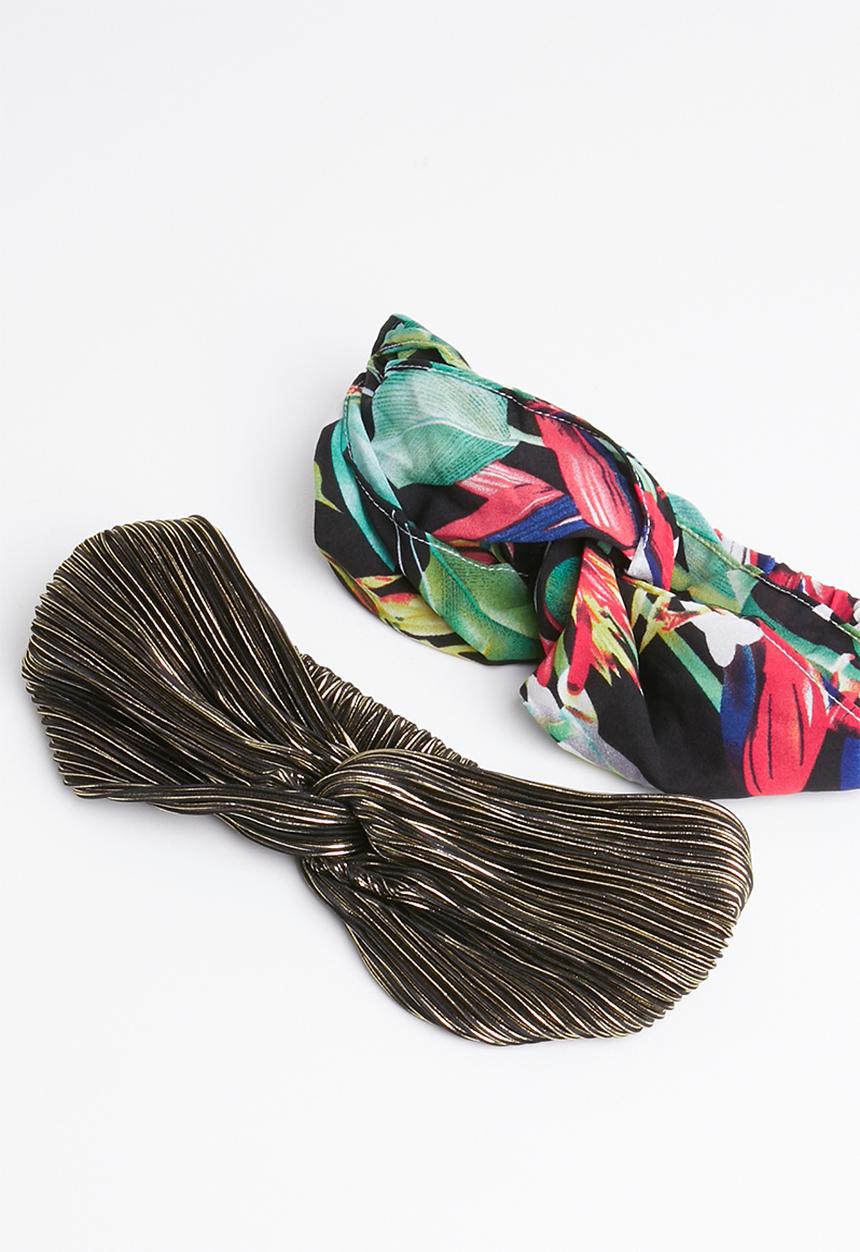 STYLE REPUBLIC - Tropical and plisse headband twinpack - multi