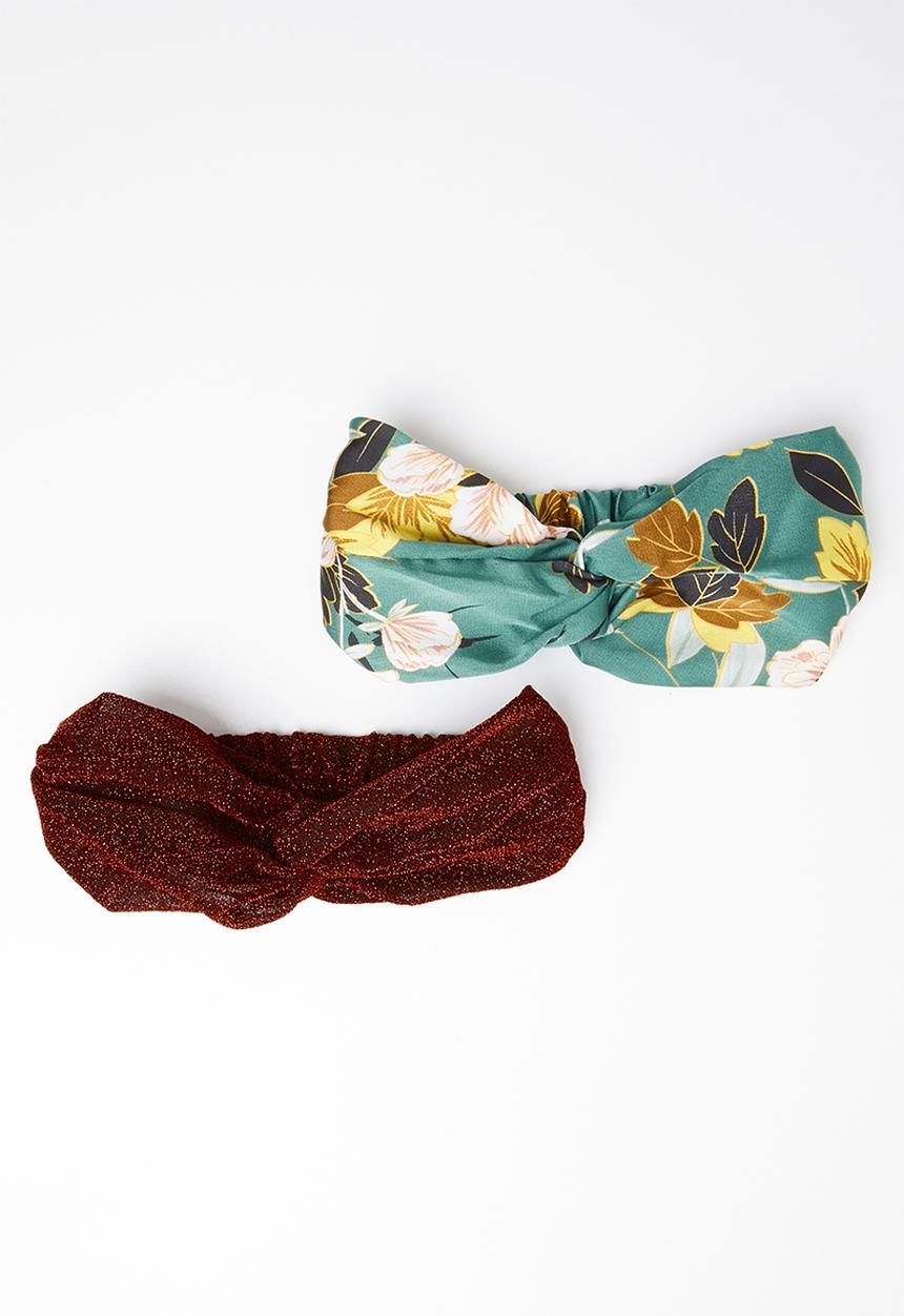 STYLE REPUBLIC - Floral and shimmer lurex headband twinpack - multi