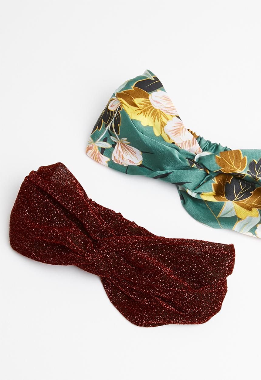 STYLE REPUBLIC - Floral and shimmer lurex headband twinpack - multi