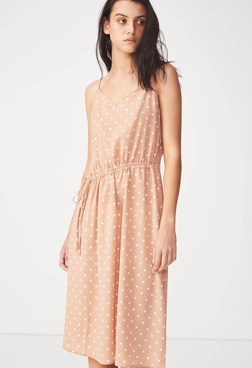 Cotton On - Woven mimi rouched midi dress - peach