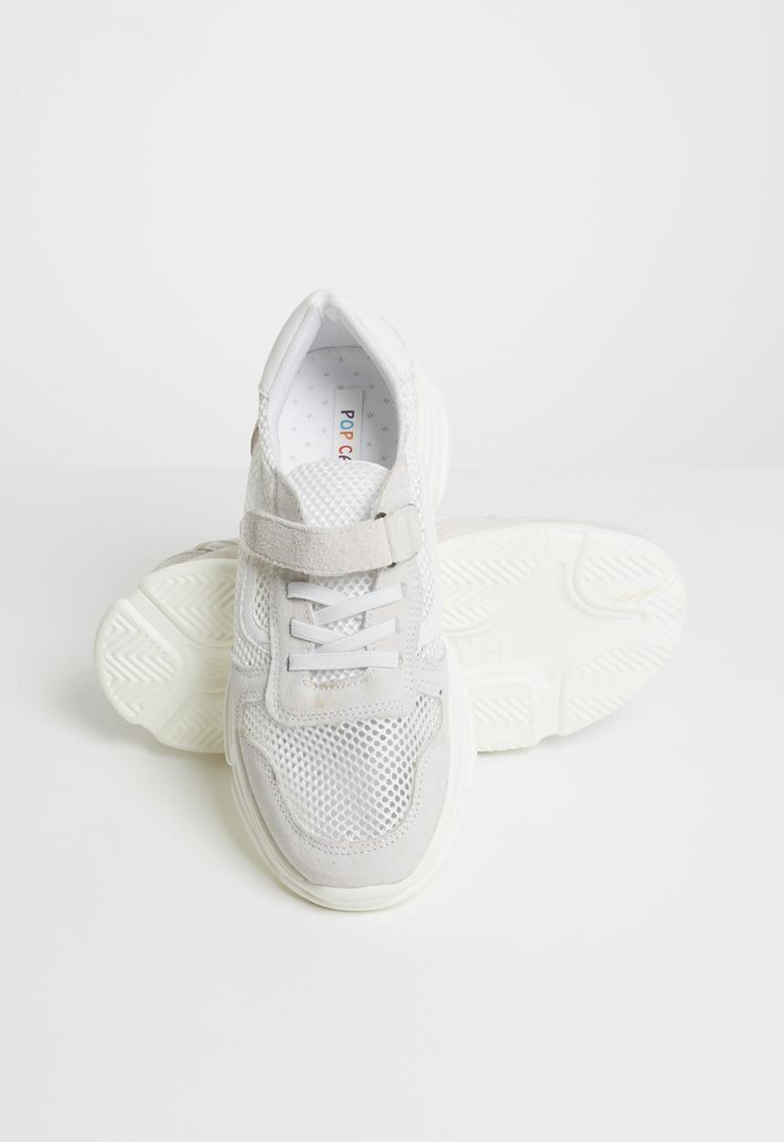 Pop Candy - Sueded knit sneaker - white