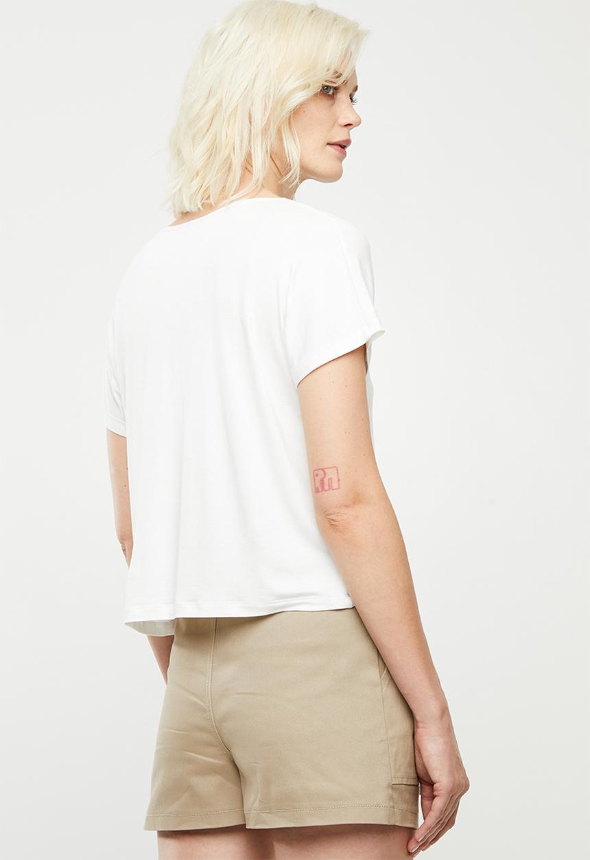 Superbalist - Slub tee with v-neck - white