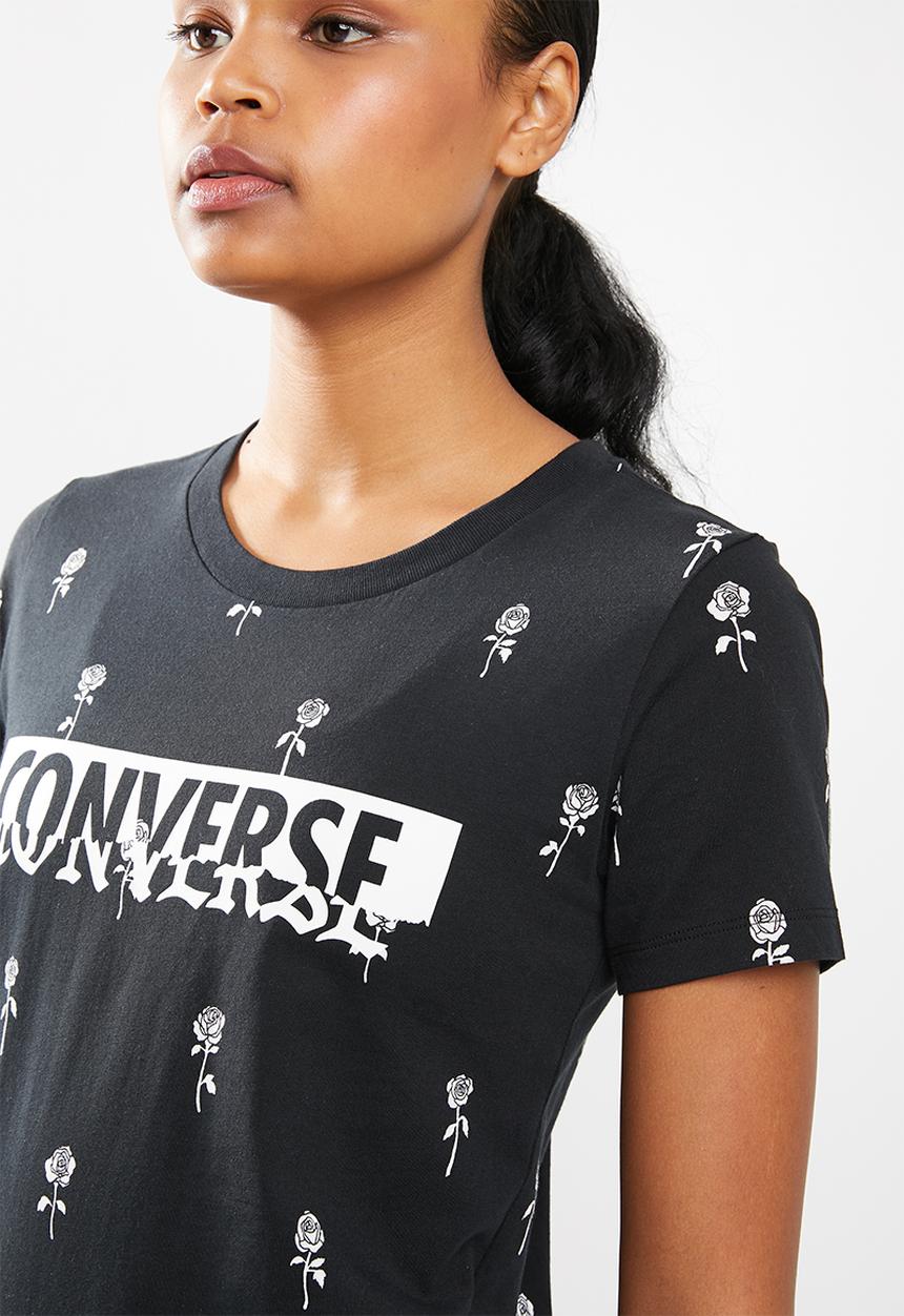 Converse - Rose print tee - black