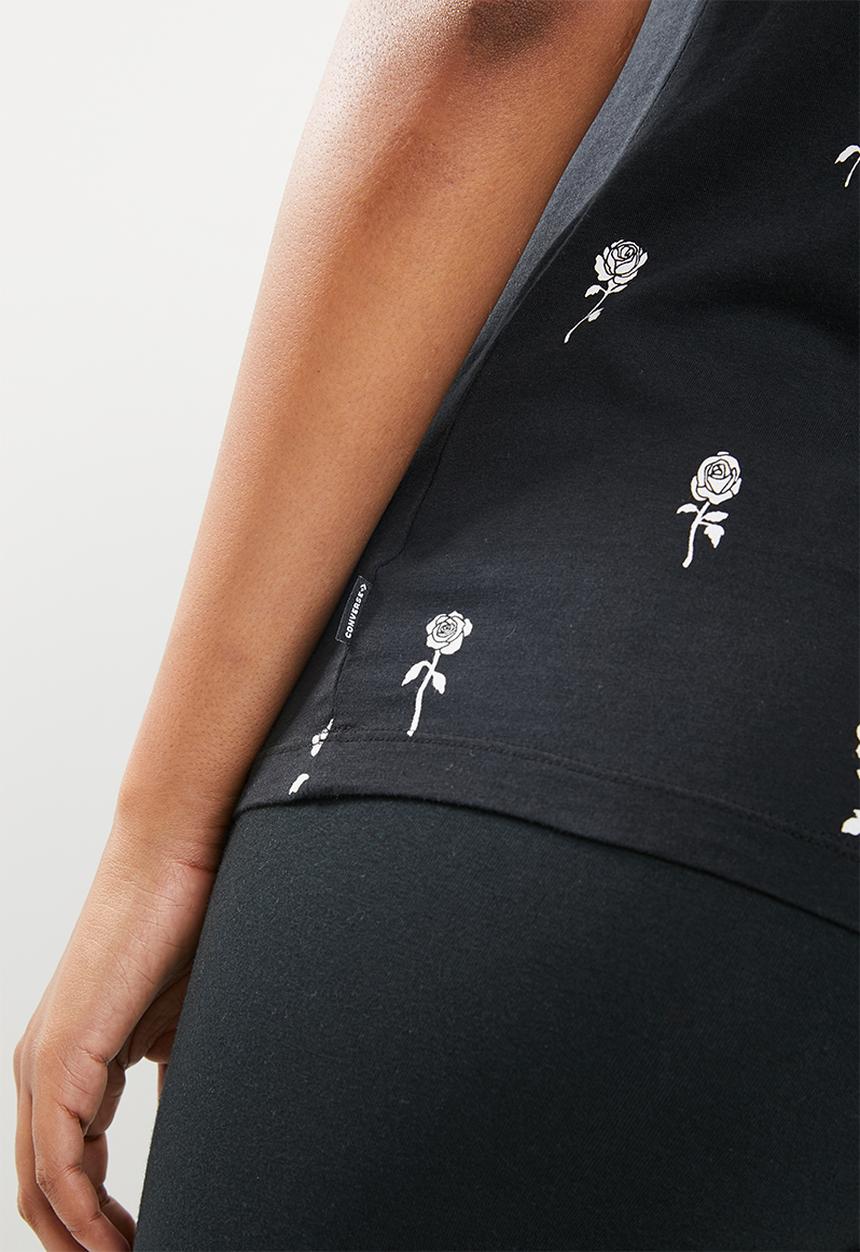 Converse - Rose print tee - black