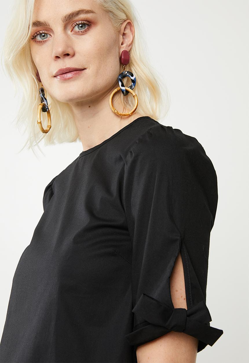 Superbalist - Tie sleeve blouse - black 