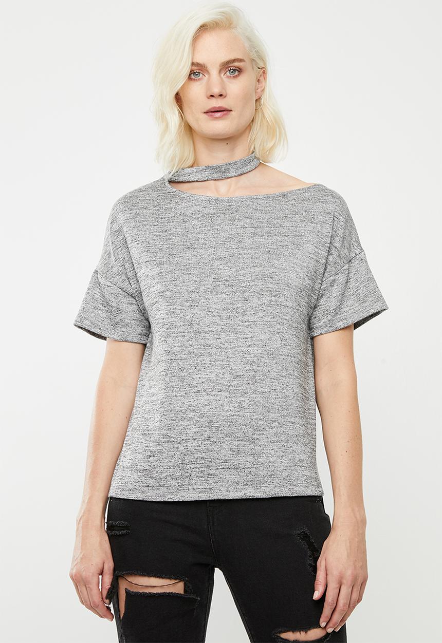 Superbalist - Asymmetrical choker detail tee - black & silver