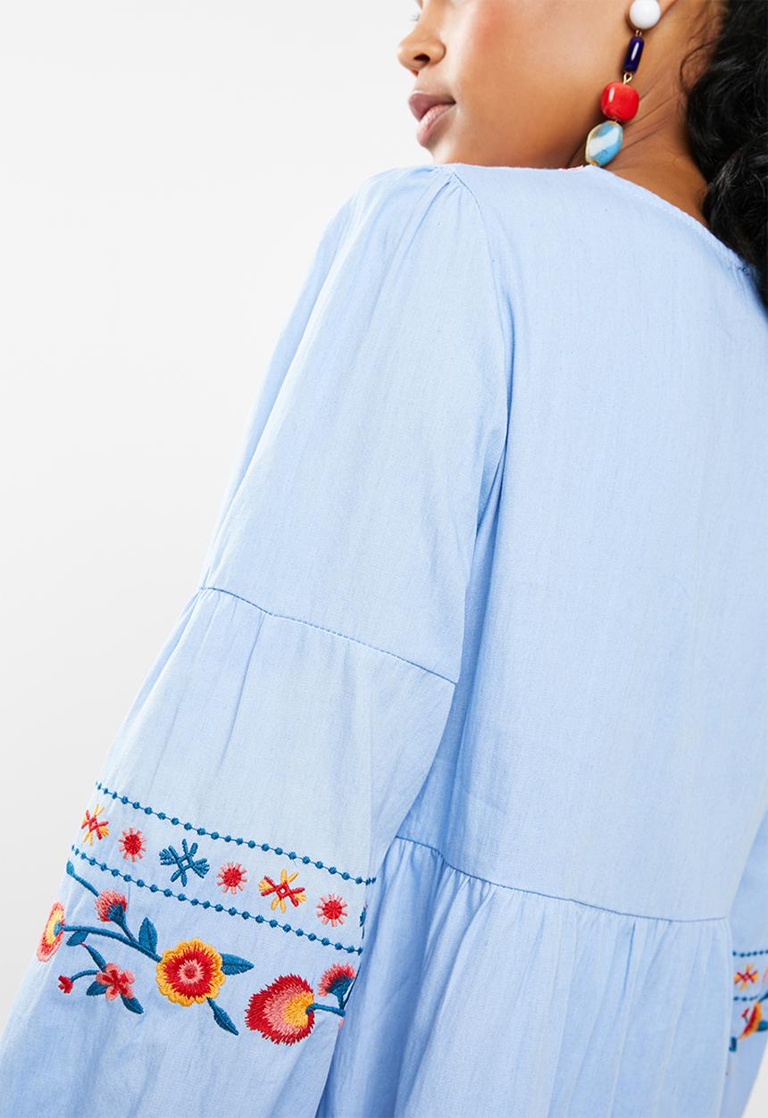 STYLE REPUBLIC - Embroided tunic dress - blue