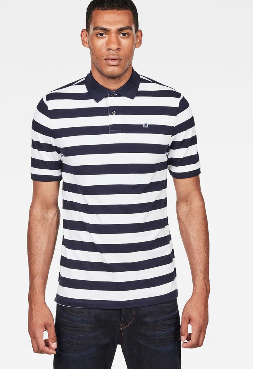 G-STAR - Bantson core short sleeve polo - white & blue 