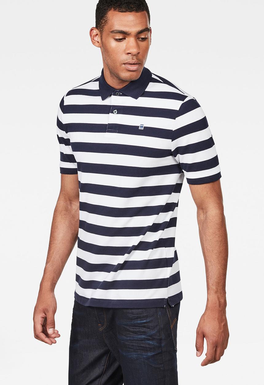 G-STAR - Bantson core short sleeve polo - white & blue 