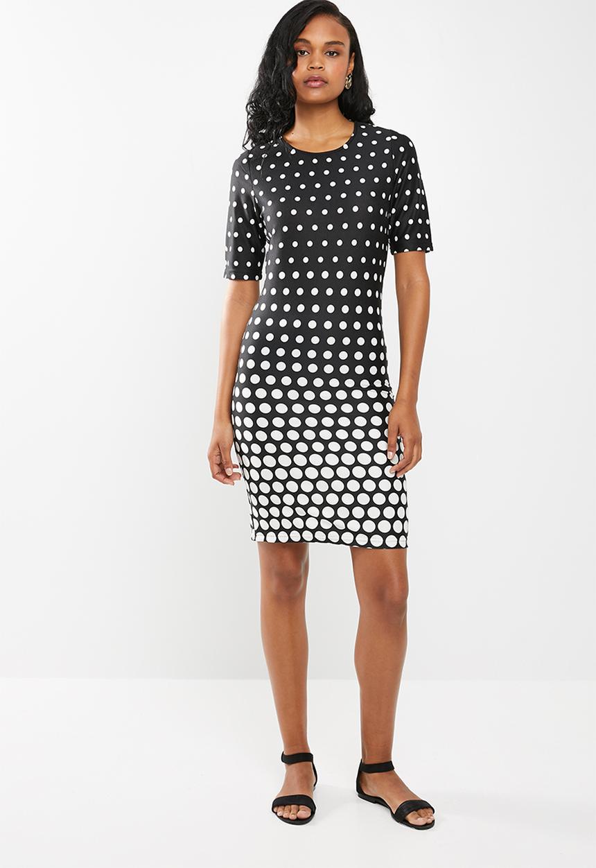 edit - Short sleeve pencil dress - black & white