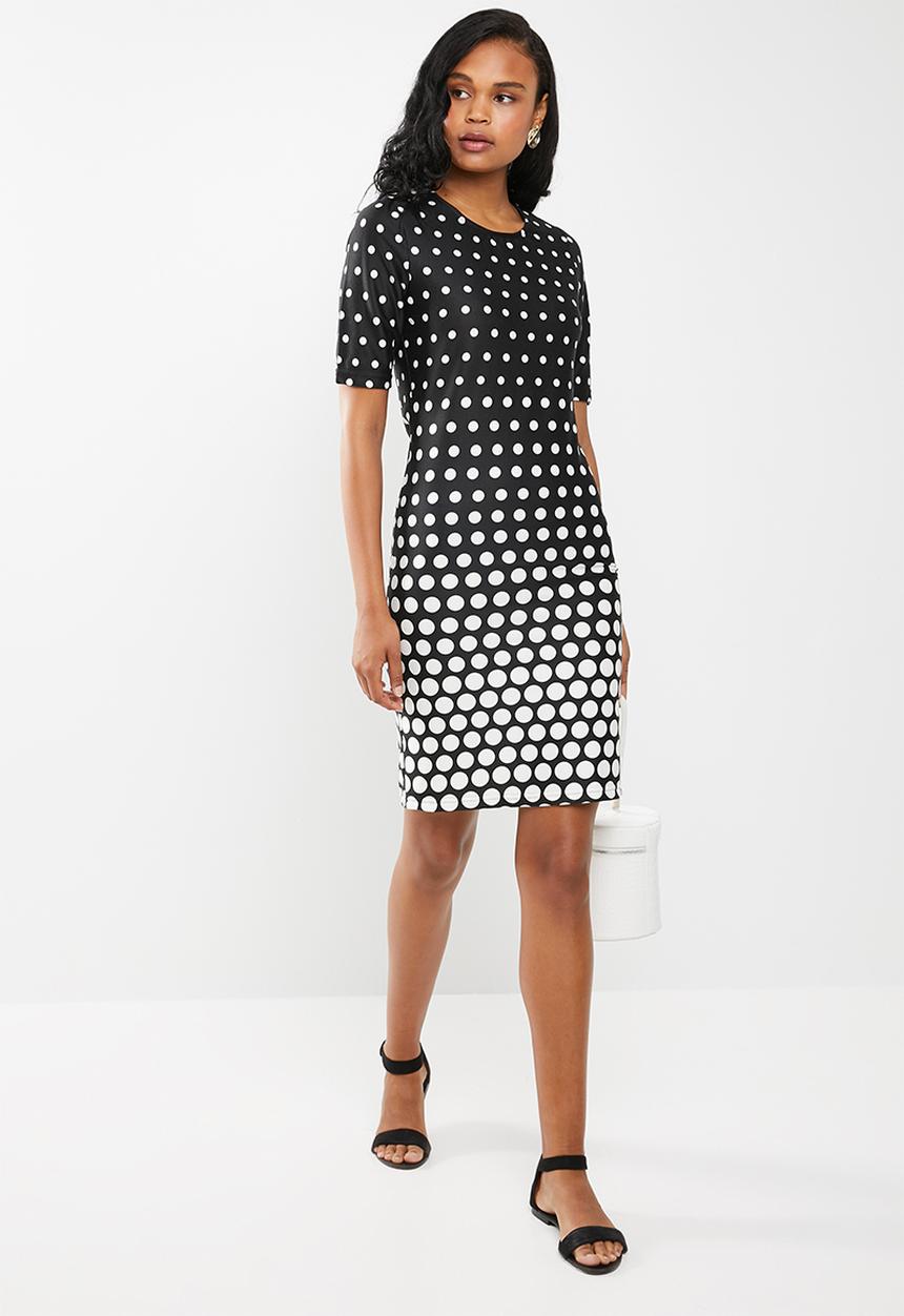 edit - Short sleeve pencil dress - black & white