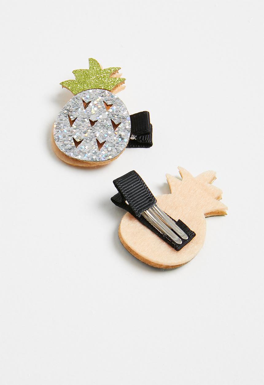 Pop Candy - Pineapple hair clips - silver