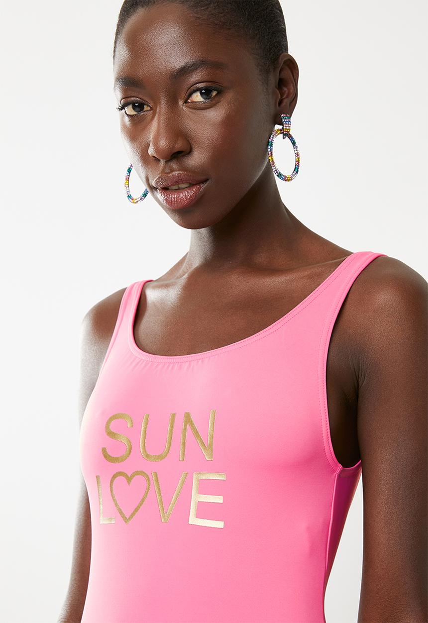 Sun Love - Slogan one piece - pink
