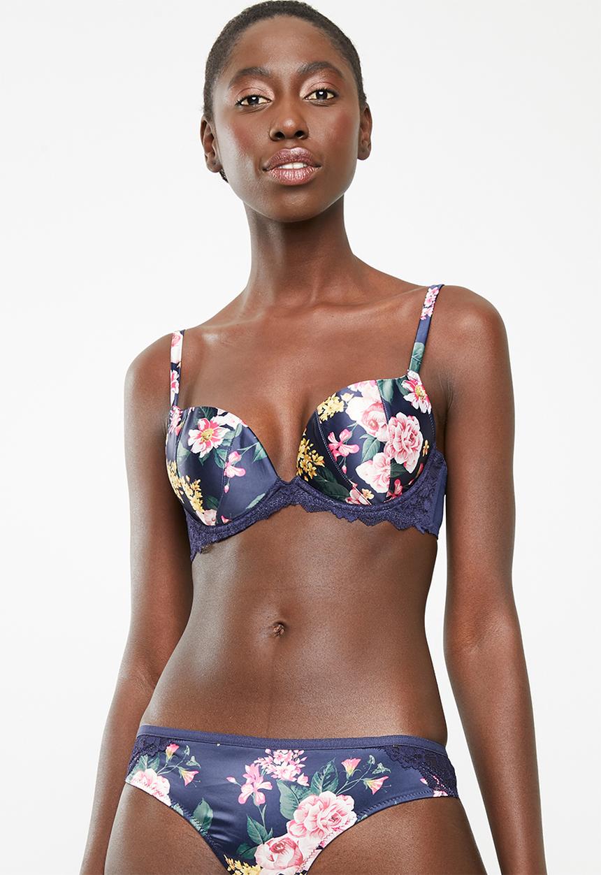 New Look - Rsa floral bra - navy