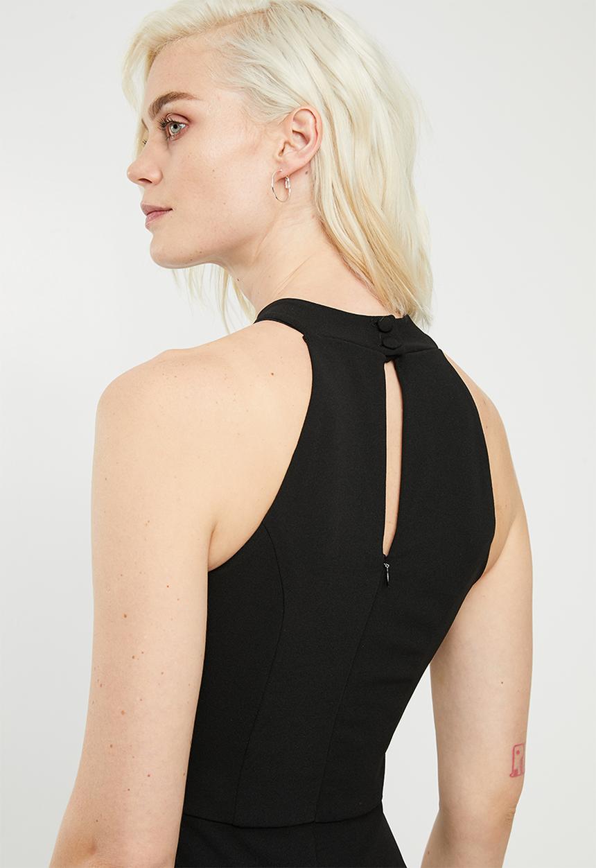 Superbalist - Hi neck maxi dress with thigh high slit - black