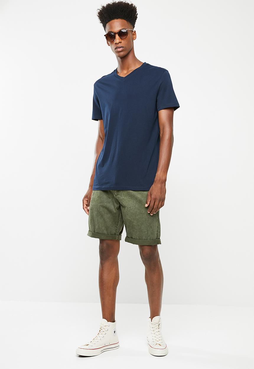 Superbalist - V-neck short sleeve 2 pack tee - navy & grey melange