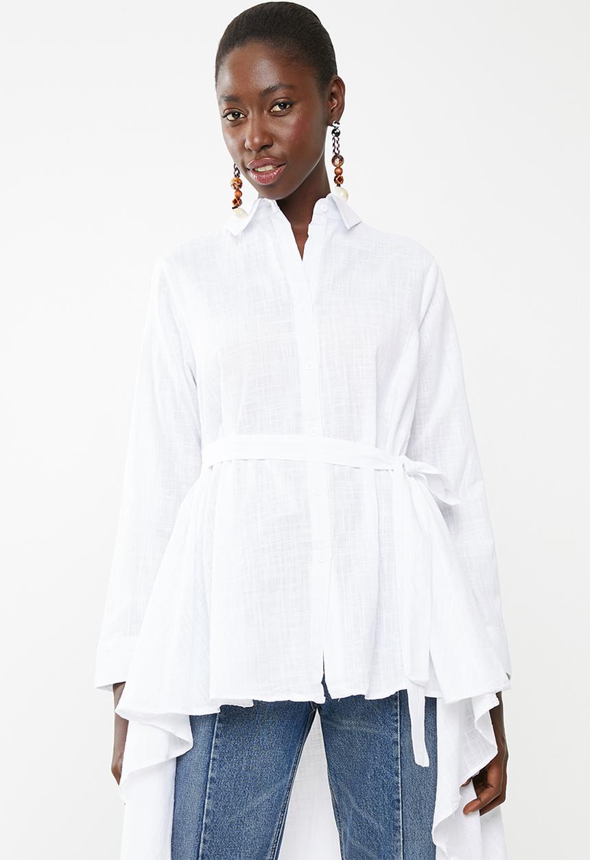 STYLE REPUBLIC - High low linen look maxi shirt - white