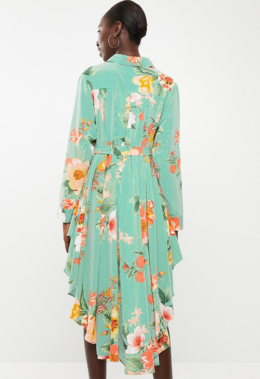 STYLE REPUBLIC - High low linen look maxi shirt - green
