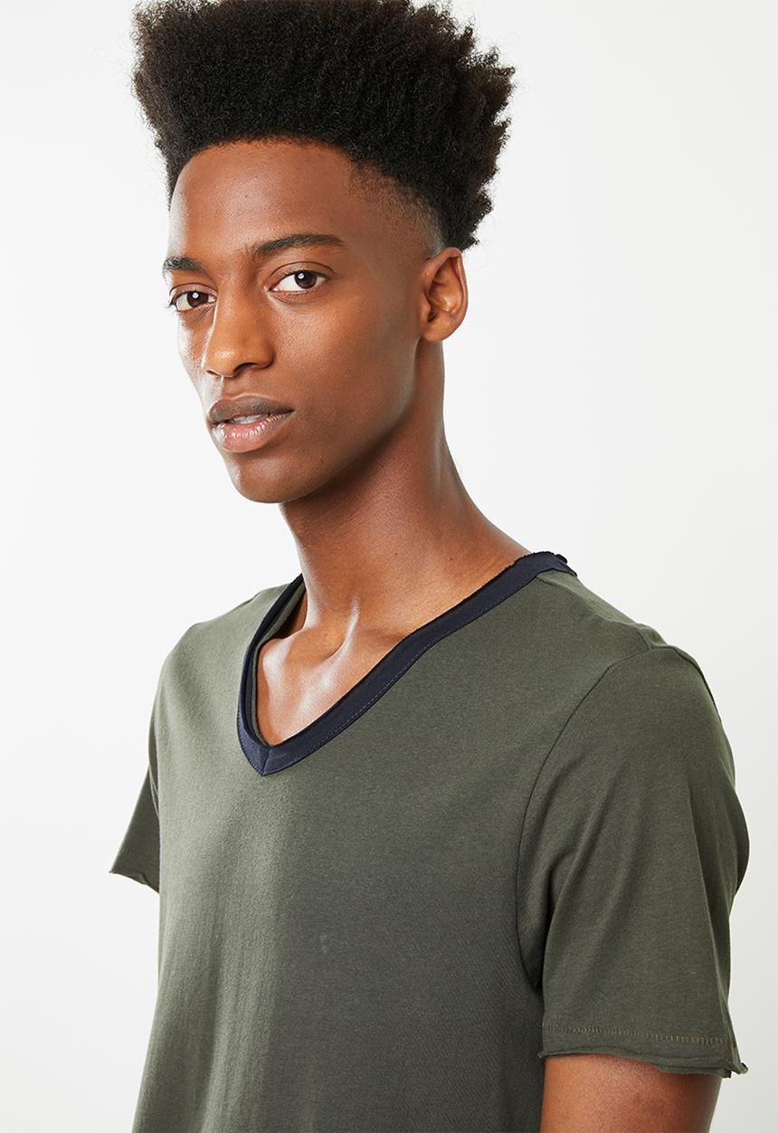 Brave Soul - Haus short sleeve raw hem T-shirt - khaki