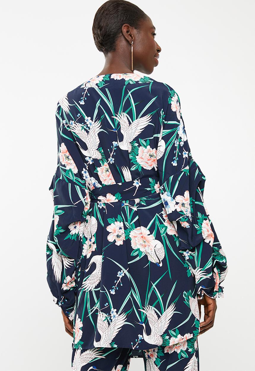 STYLE REPUBLIC - Volume wrap kimono jacket - navy