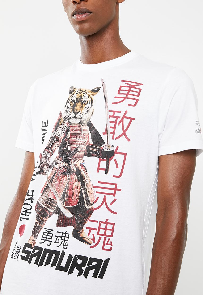 Brave Soul - Tiger T-shirt - white