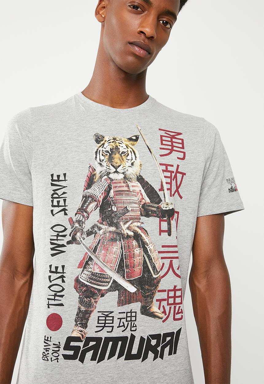 Brave Soul - Tiger T-shirt - grey