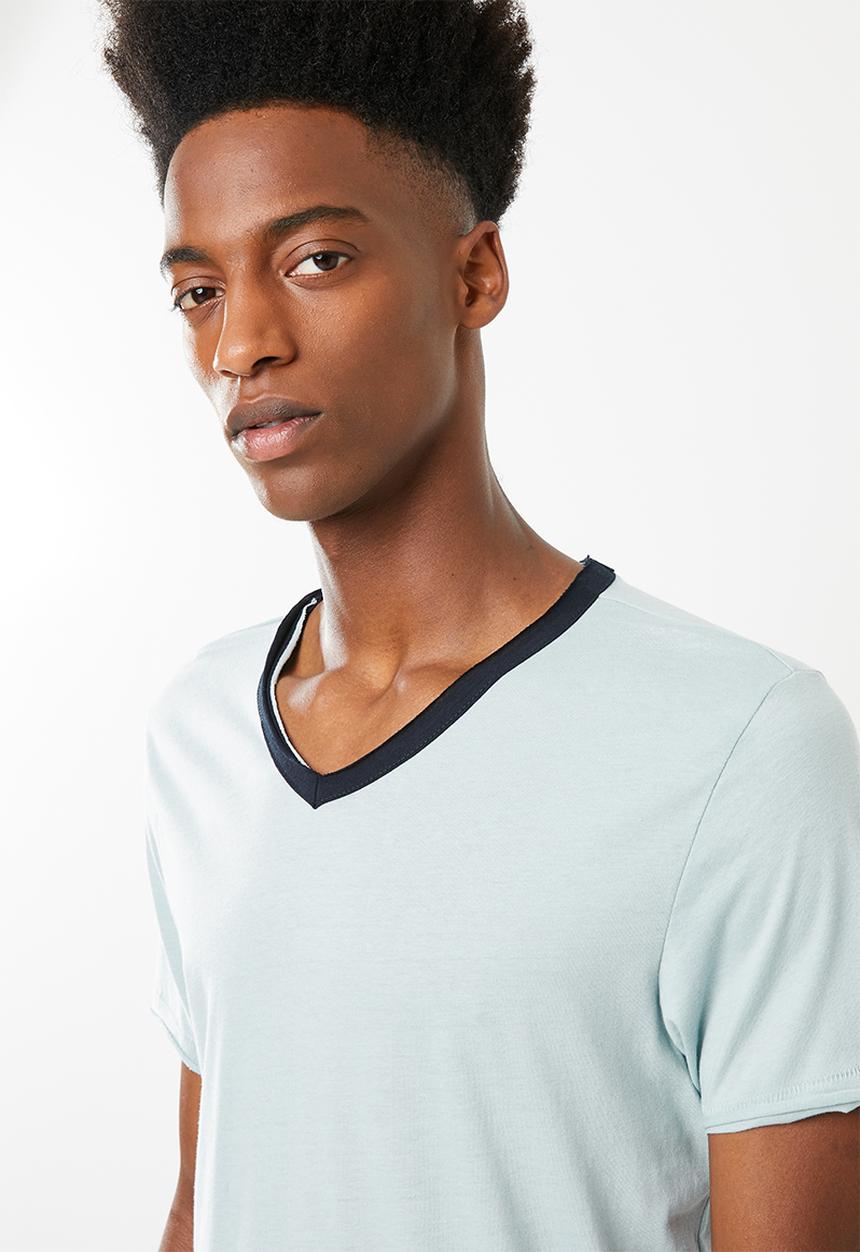 Brave Soul - Haus short sleeve raw hem T-shirt - blue
