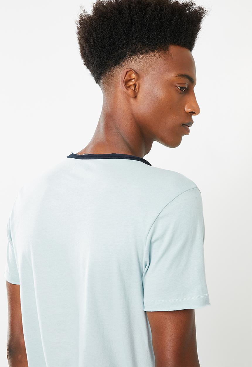 Brave Soul - Haus short sleeve raw hem T-shirt - blue