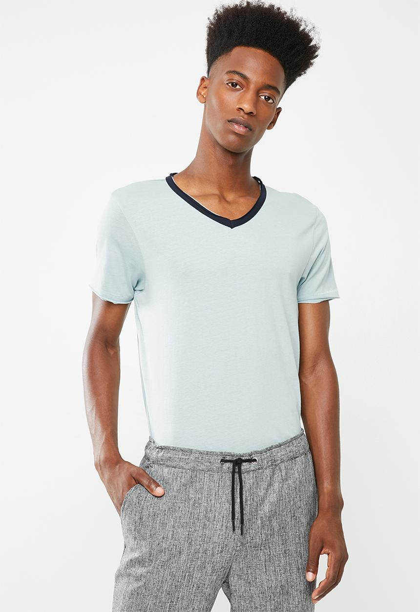 Brave Soul - Haus short sleeve raw hem T-shirt - blue