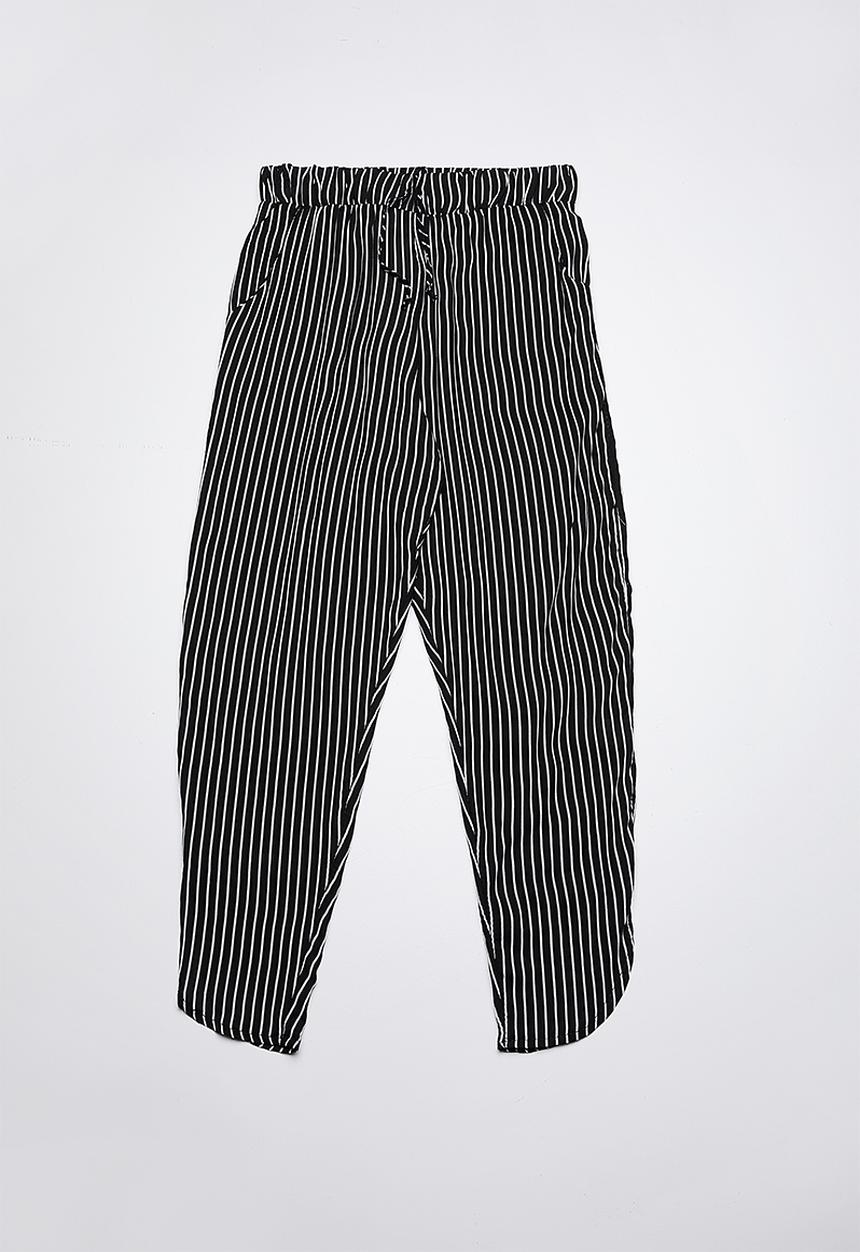 Rebel Republic - Printed pants - black & white 