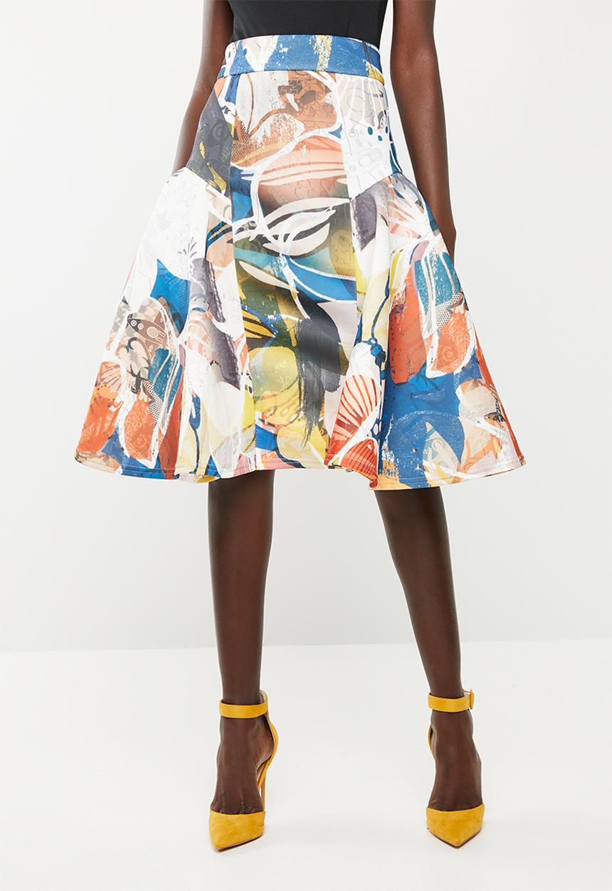 DAVID by David Tlale - Pata pata skirt - blue, orange & white