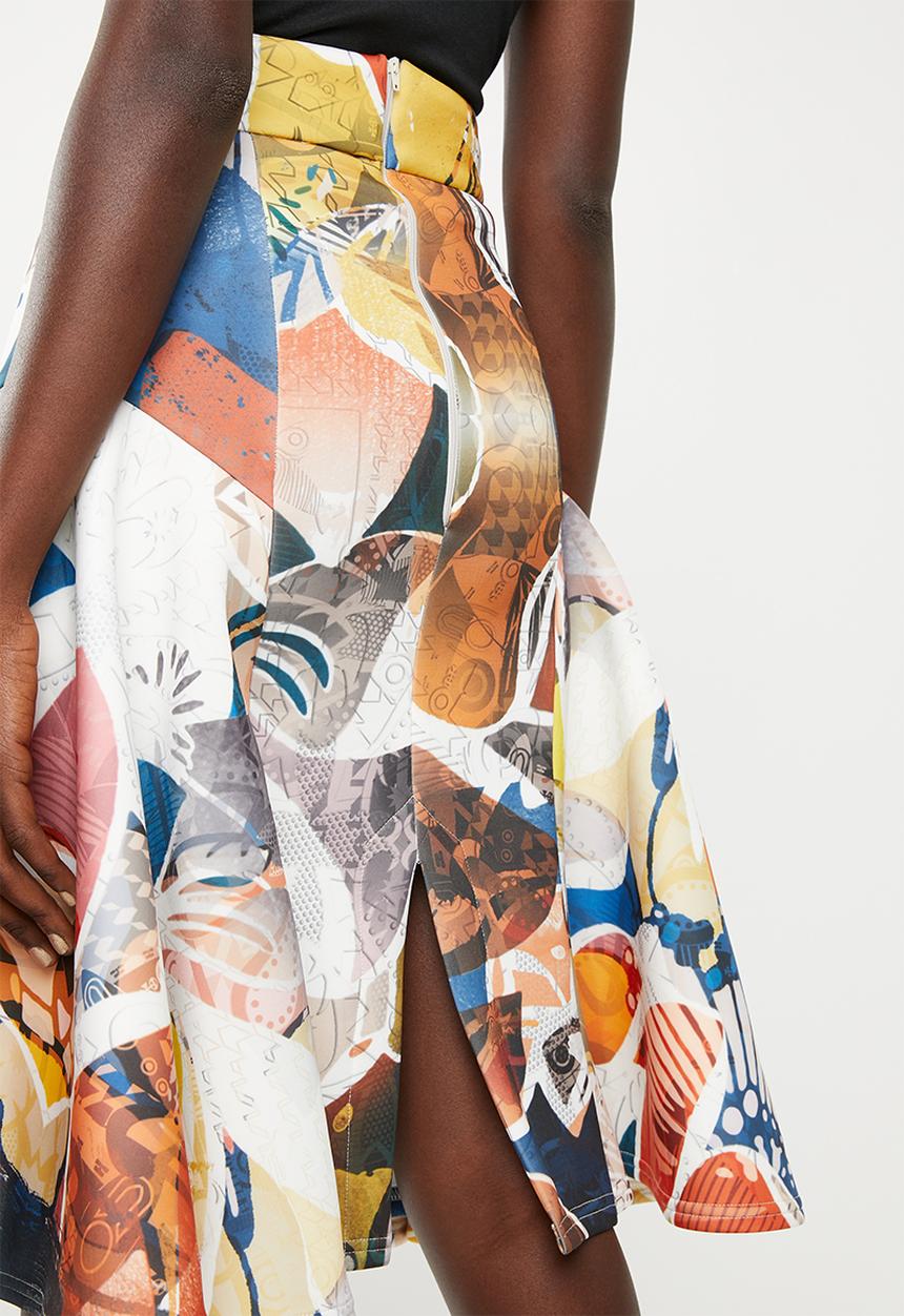 DAVID by David Tlale - Pata pata skirt - blue, orange & white