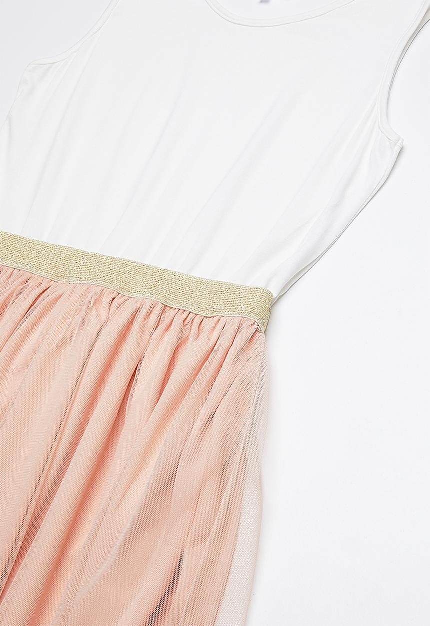 Rebel Republic - Combo dress - white & peach