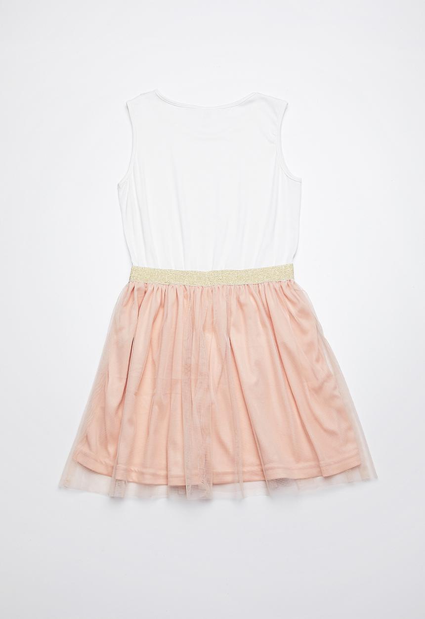Rebel Republic - Combo dress - white & peach