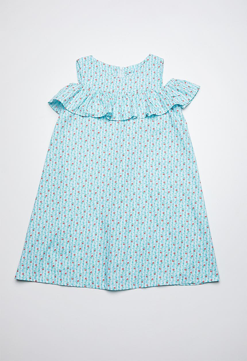 Rebel Republic - Cold shoulder frill dress - multi