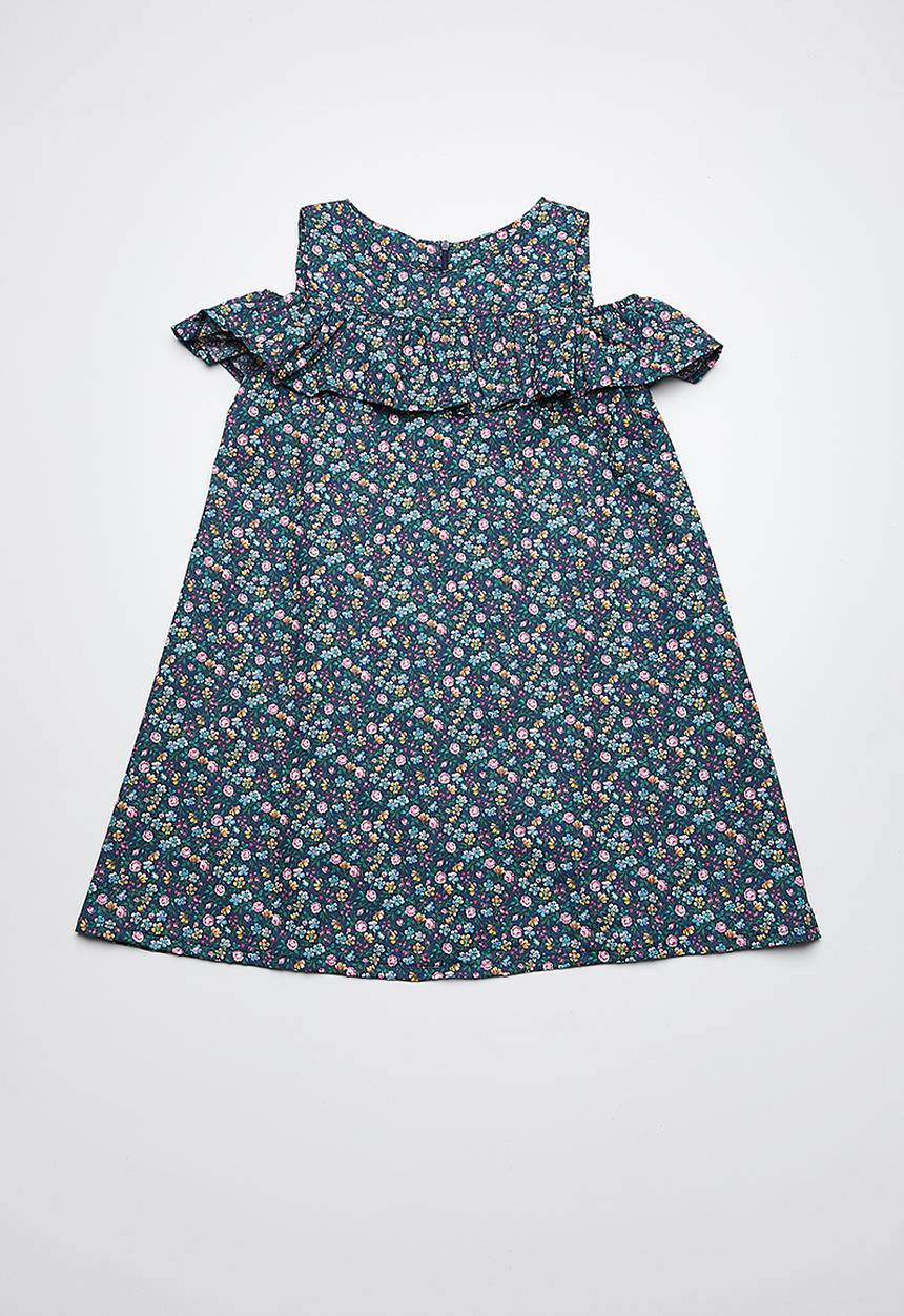 Rebel Republic - Cold shoulder frill dress - multi