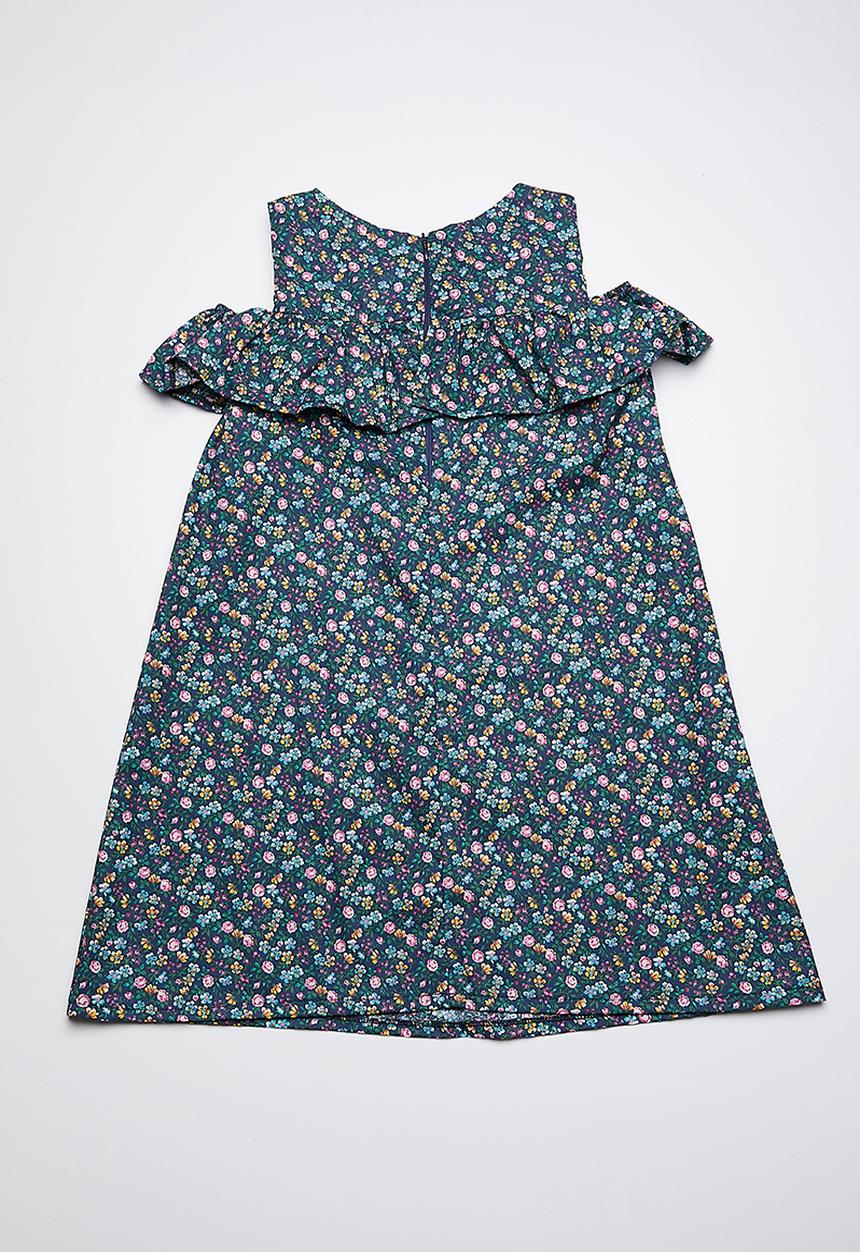 Rebel Republic - Cold shoulder frill dress - multi