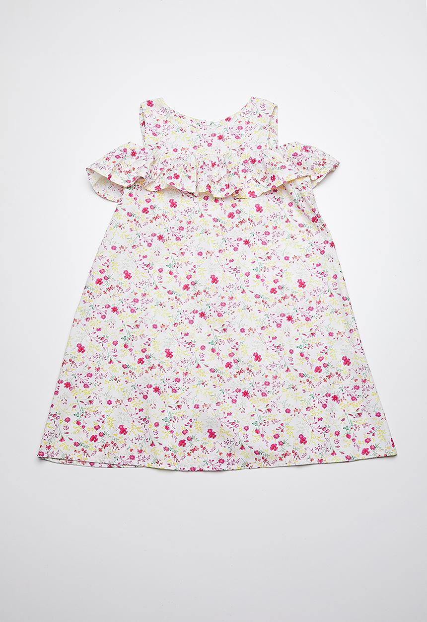 Rebel Republic - Cold shoulder frill dress - multi