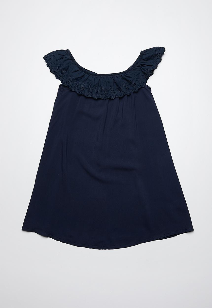Rebel Republic - Bardot frill dress - navy