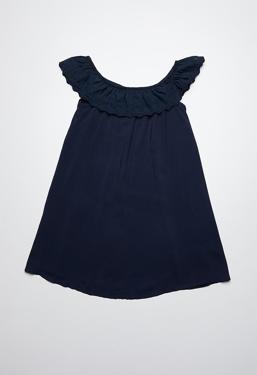 Rebel Republic - Bardot frill dress - navy