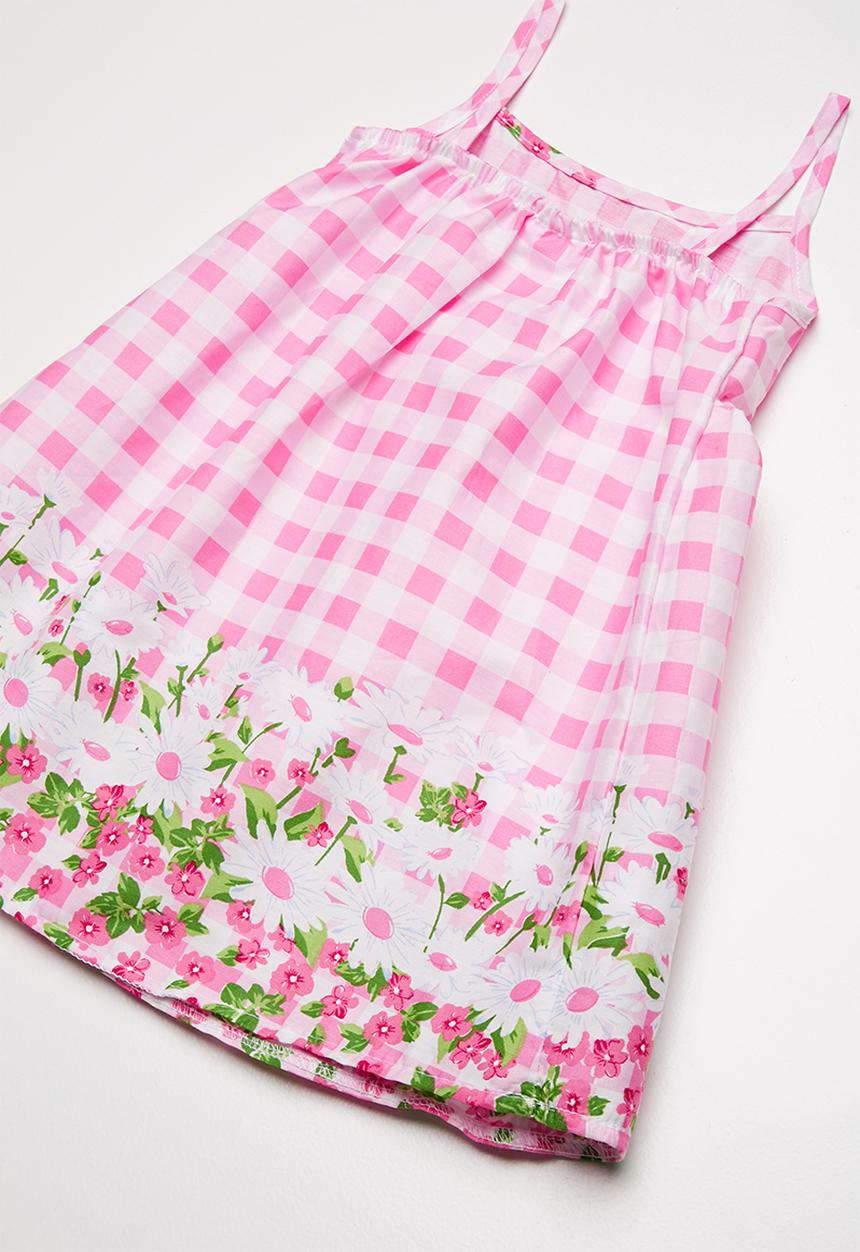 Twin Clothing - Frill Summer border print dress - pink & white