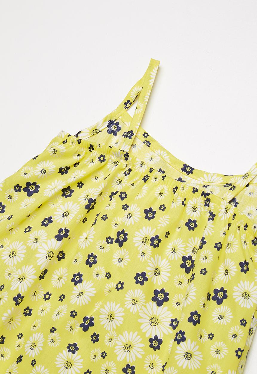 Pop Candy - Frill Summer ditsy print dress - yellow