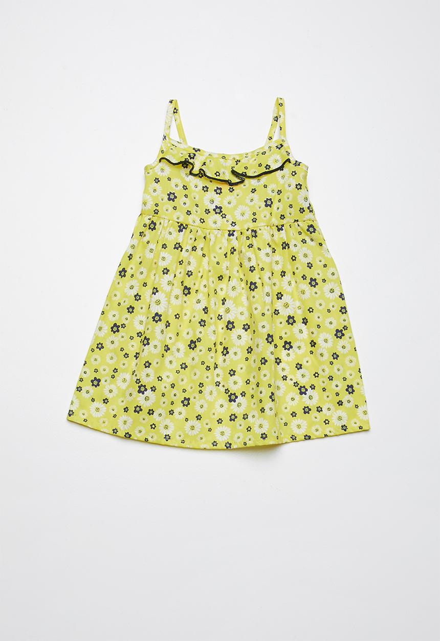 Pop Candy - Frill Summer ditsy print dress - yellow