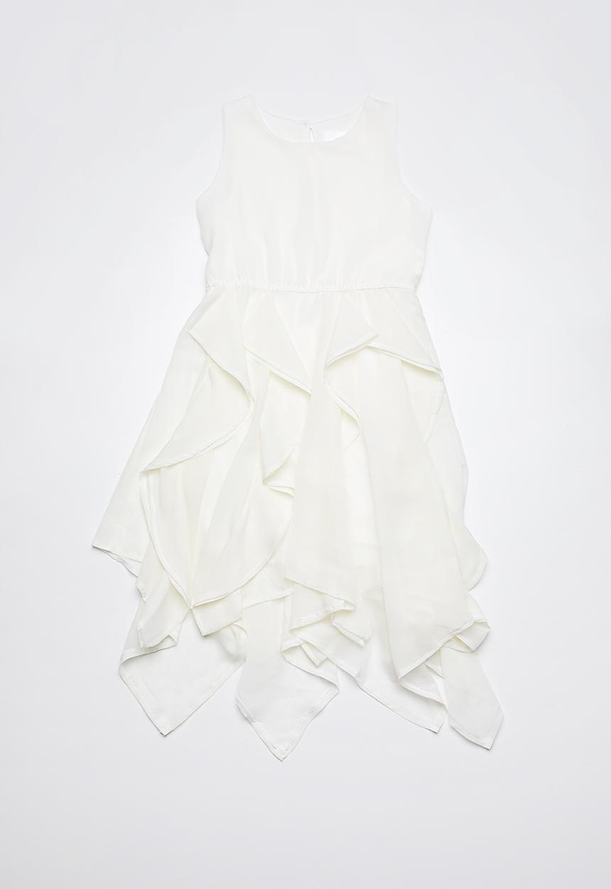 Rebel Republic - Chiffon dress with ruffle detailing - white