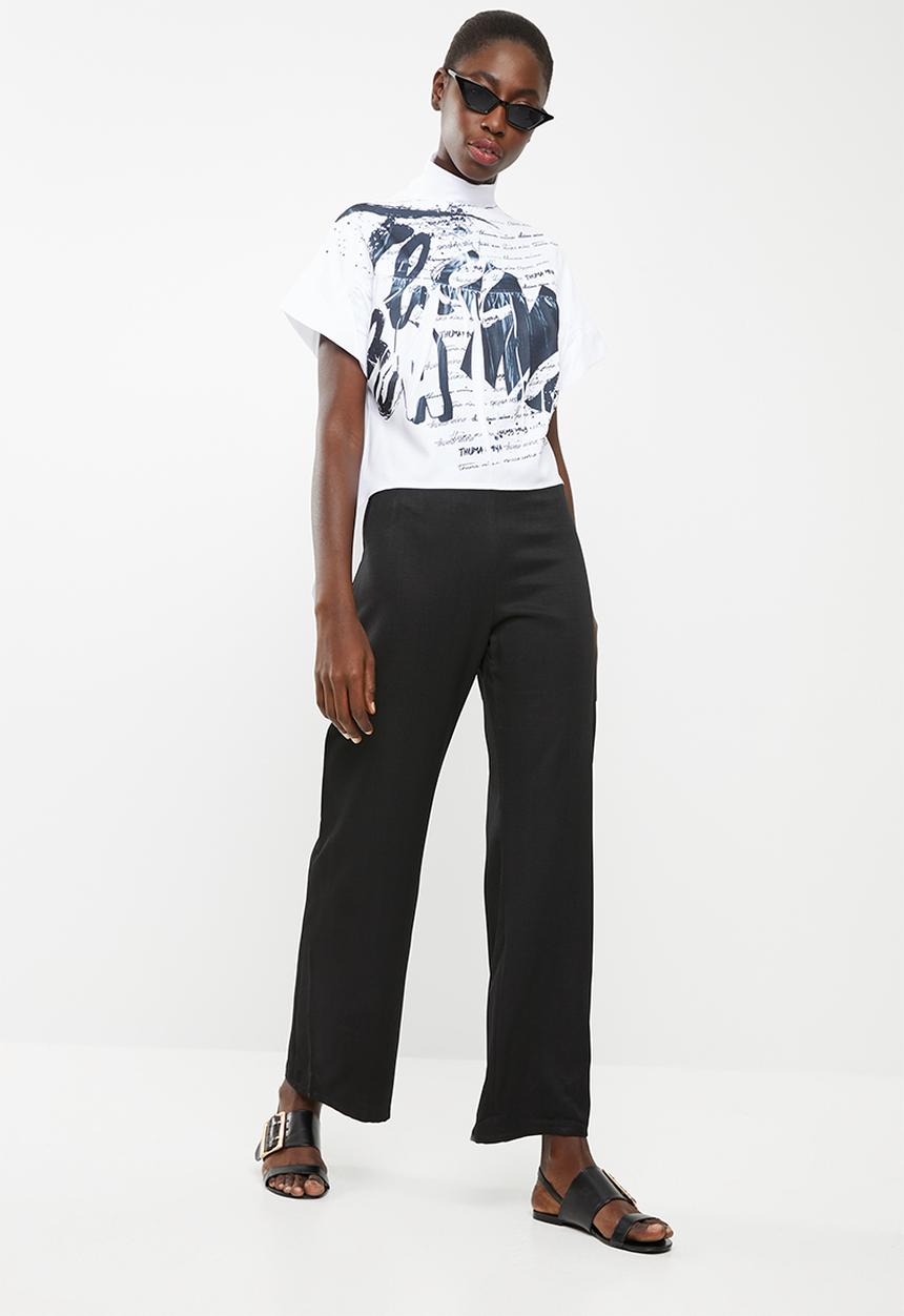 DAVID by David Tlale - Sarafina printed short sleeve blouse - white