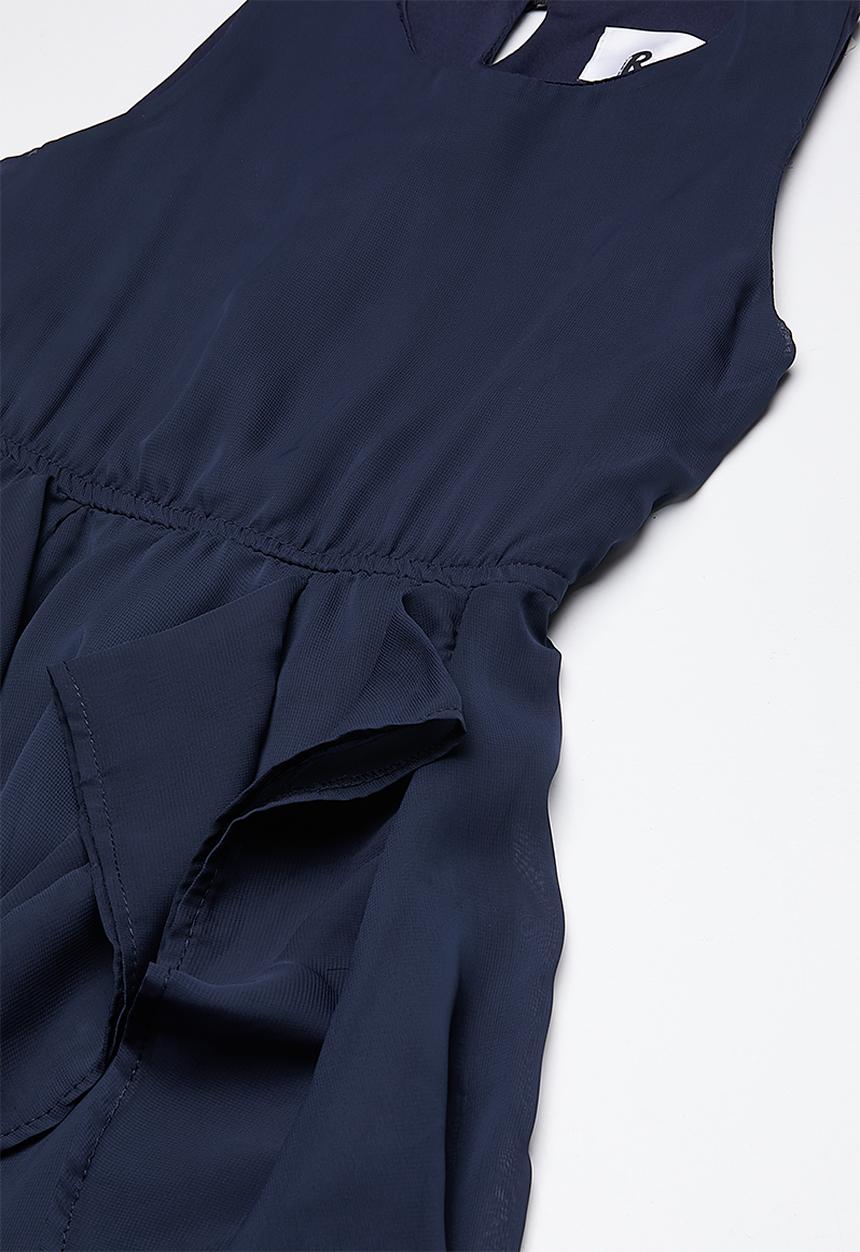 Rebel Republic - Chiffon dress with ruffle detailing - navy